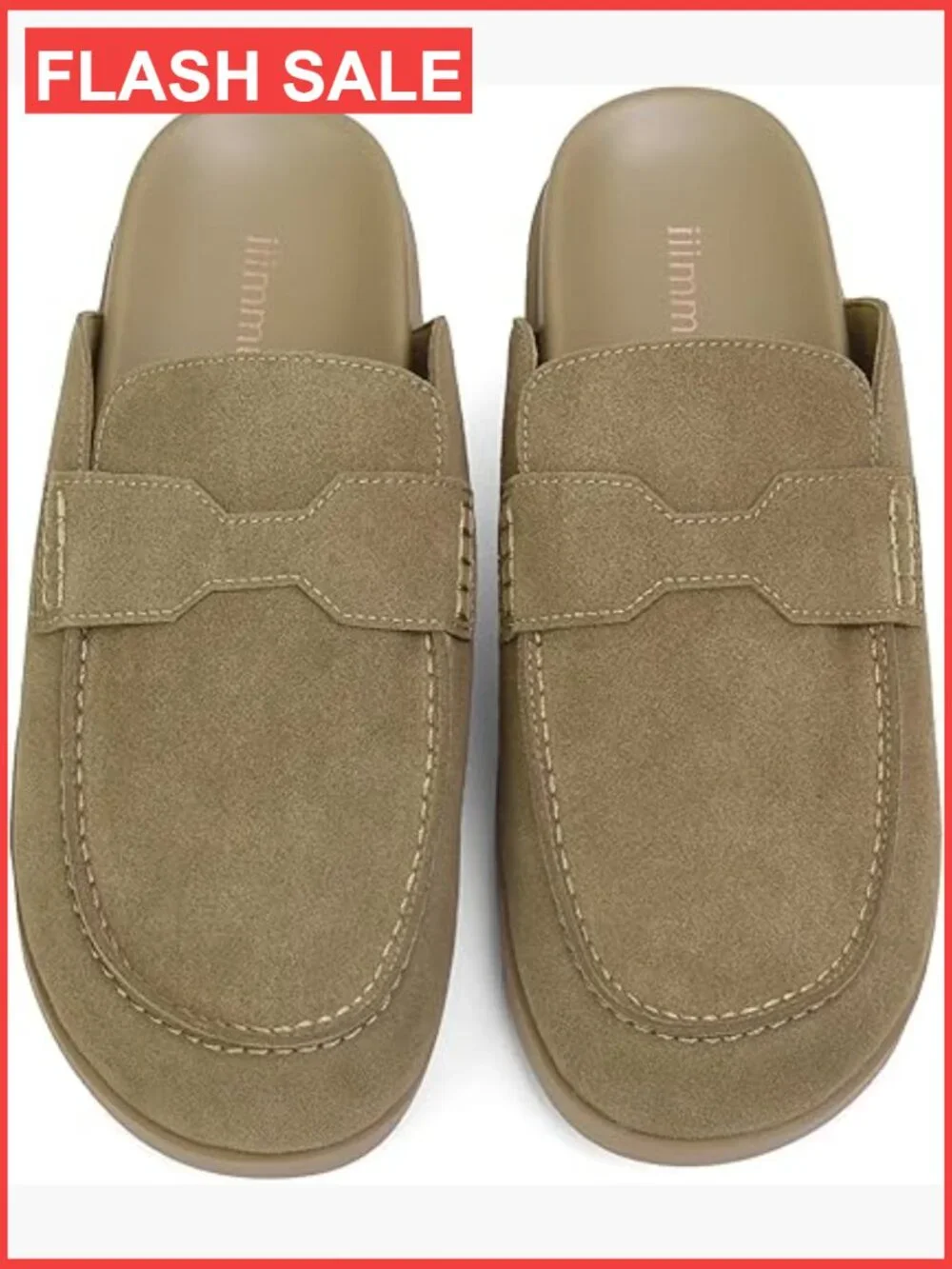 Genuine Suede Mule Loafers Backless Slip On Flats Round Toe Comfort Slides